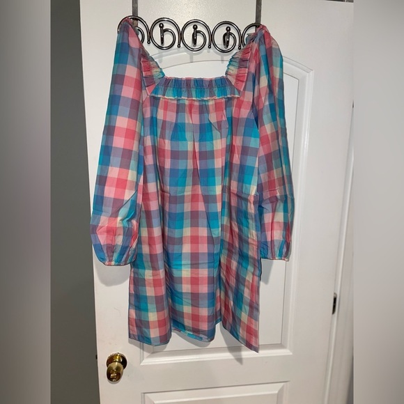 New! Ophelia & Indigo April Dress Pink & Blue Woven Gingham Check 💗 Small NWT! - Picture 7 of 9